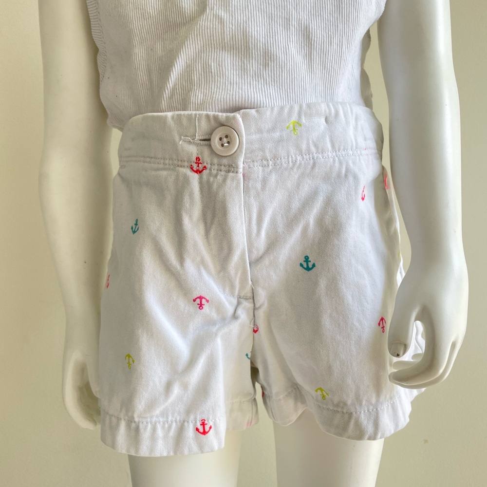 Nautica Kids White Shorts with Colorful Anchors